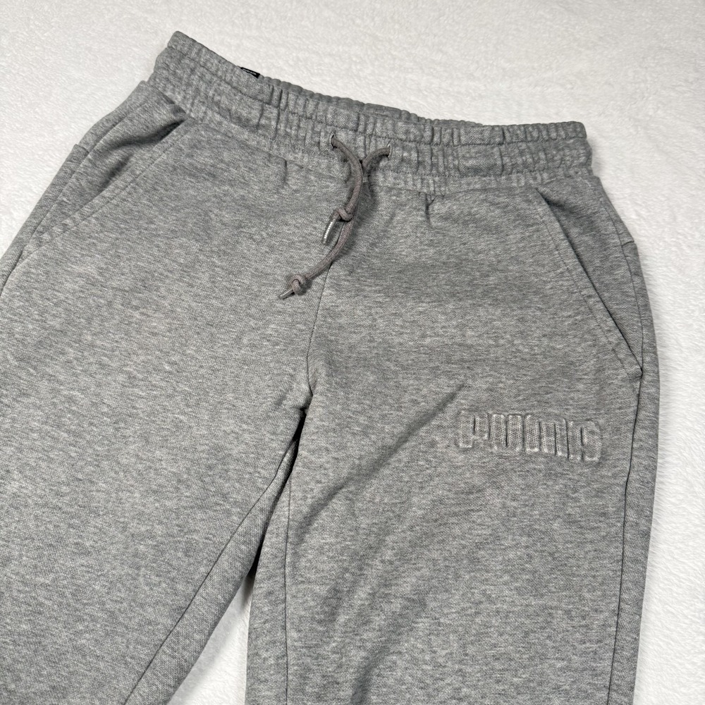 Puma Sweatpants Mens Small Gray Fleece Joggers‎ Ribbed Cuffs Logo 848417-03